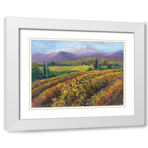 Vineyard Tapestry I White Modern Wood Framed Art Print with Double Matting by Oleson, Nanette