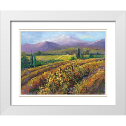 Vineyard Tapestry I White Modern Wood Framed Art Print with Double Matting by Oleson, Nanette