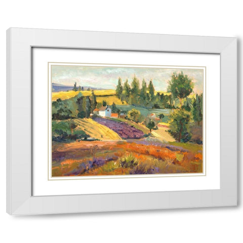 Vineyard Tapestry II White Modern Wood Framed Art Print with Double Matting by Oleson, Nanette