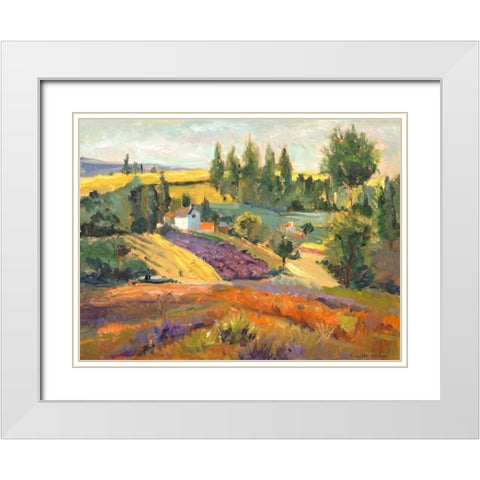 Vineyard Tapestry II White Modern Wood Framed Art Print with Double Matting by Oleson, Nanette