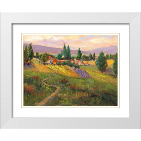 Vineyard Tapestry III White Modern Wood Framed Art Print with Double Matting by Oleson, Nanette