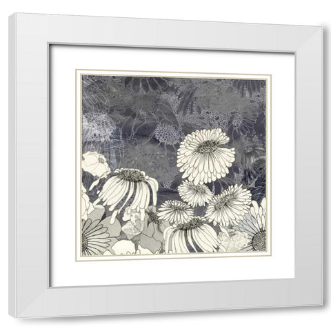 Flowers on Grey III White Modern Wood Framed Art Print with Double Matting by Blixt, Ingrid