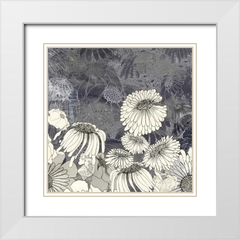 Flowers on Grey III White Modern Wood Framed Art Print with Double Matting by Blixt, Ingrid