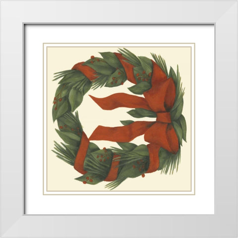 Small Holiday Wreath White Modern Wood Framed Art Print with Double Matting by Goldberger, Jennifer