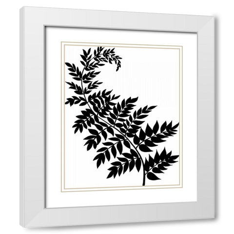 Leaf Silhouette III White Modern Wood Framed Art Print with Double Matting by Zarris, Chariklia