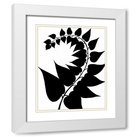 Leaf Silhouette IV White Modern Wood Framed Art Print with Double Matting by Zarris, Chariklia