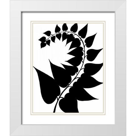 Leaf Silhouette IV White Modern Wood Framed Art Print with Double Matting by Zarris, Chariklia