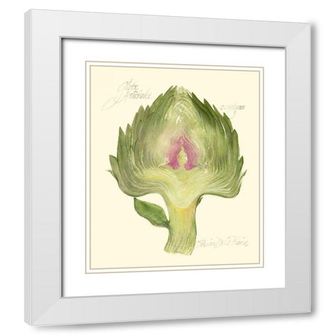 Globe Artichoke White Modern Wood Framed Art Print with Double Matting by Della-Piana, Elissa