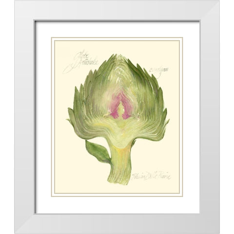 Globe Artichoke White Modern Wood Framed Art Print with Double Matting by Della-Piana, Elissa