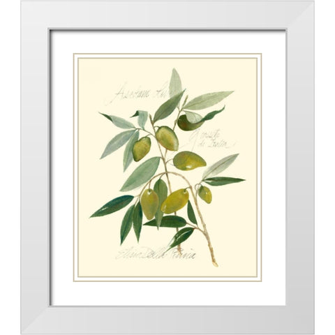 Ascolane Olives White Modern Wood Framed Art Print with Double Matting by Della-Piana, Elissa