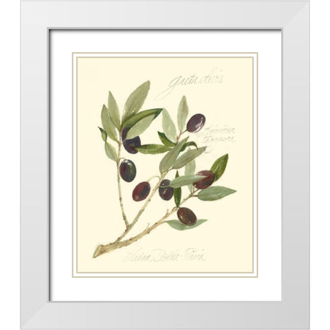 Gaeta Olives White Modern Wood Framed Art Print with Double Matting by Della-Piana, Elissa