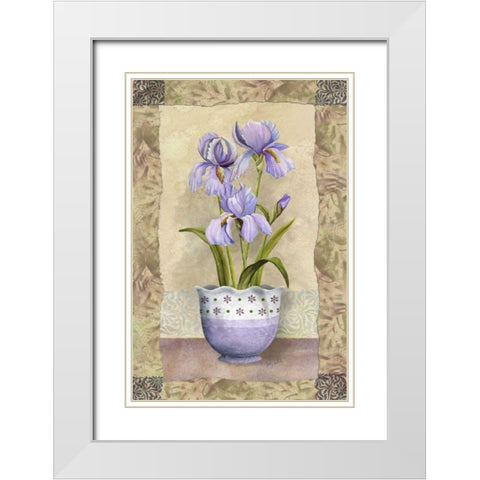 Spring Iris White Modern Wood Framed Art Print with Double Matting by White, Abby