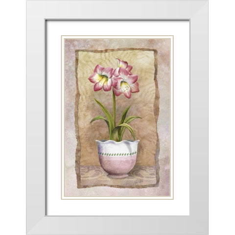 Spring Amaryllis White Modern Wood Framed Art Print with Double Matting by White, Abby