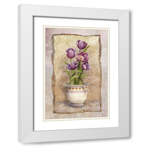 Spring Tulips White Modern Wood Framed Art Print with Double Matting by White, Abby