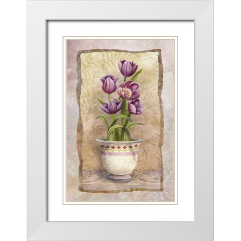 Spring Tulips White Modern Wood Framed Art Print with Double Matting by White, Abby