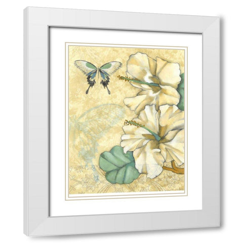 Small Hibiscus Medley I White Modern Wood Framed Art Print with Double Matting by Goldberger, Jennifer