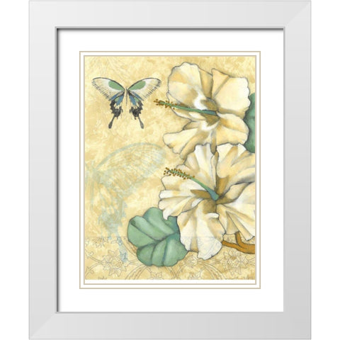 Small Hibiscus Medley I White Modern Wood Framed Art Print with Double Matting by Goldberger, Jennifer