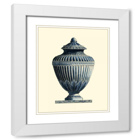 Blue Porcelain Urn III White Modern Wood Framed Art Print with Double Matting by Vision Studio