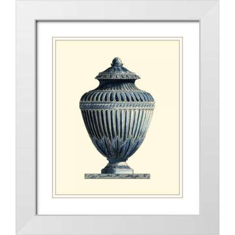 Blue Porcelain Urn III White Modern Wood Framed Art Print with Double Matting by Vision Studio