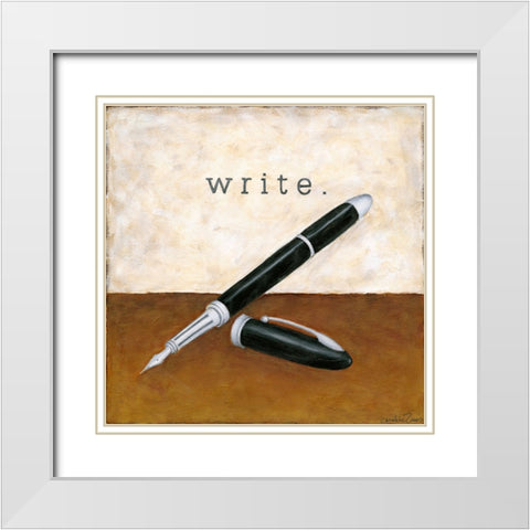 Write White Modern Wood Framed Art Print with Double Matting by Zarris, Chariklia