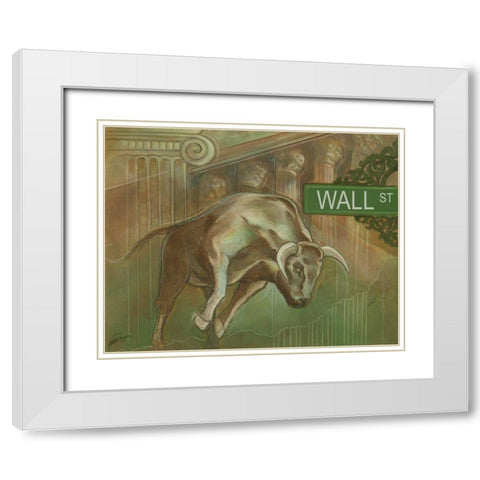 Bull Market White Modern Wood Framed Art Print with Double Matting by Harper, Ethan