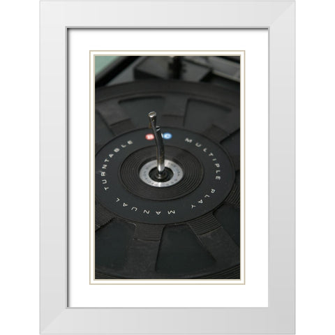 Turntable III White Modern Wood Framed Art Print with Double Matting by Stramel, Renee W.