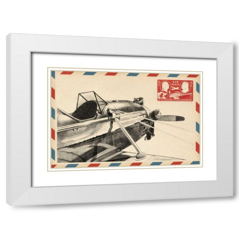 Small Vintage Airmail I White Modern Wood Framed Art Print with Double Matting by Harper, Ethan