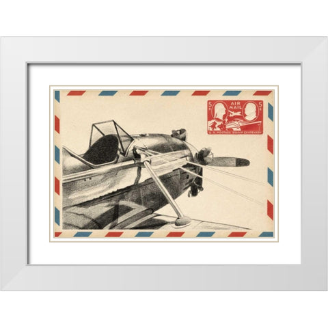 Small Vintage Airmail I White Modern Wood Framed Art Print with Double Matting by Harper, Ethan