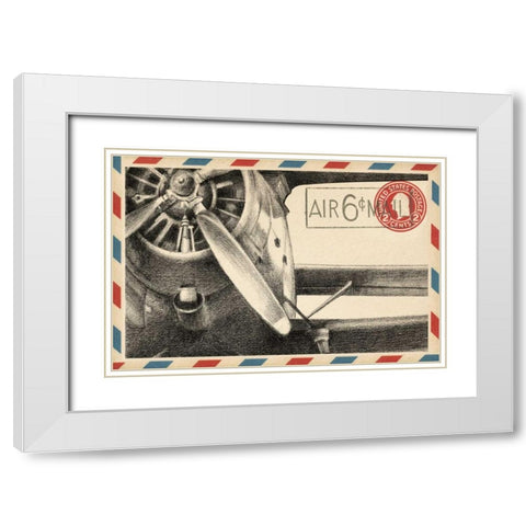 Small Vintage Airmail II White Modern Wood Framed Art Print with Double Matting by Harper, Ethan