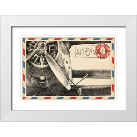 Small Vintage Airmail II White Modern Wood Framed Art Print with Double Matting by Harper, Ethan