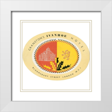 Vintage Travel Label IX White Modern Wood Framed Art Print with Double Matting by Vision Studio