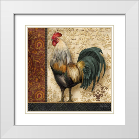 French Rooster I White Modern Wood Framed Art Print with Double Matting by White, Abby