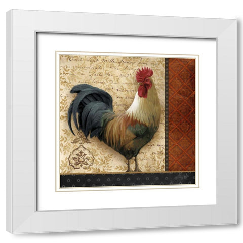 French Rooster II White Modern Wood Framed Art Print with Double Matting by White, Abby