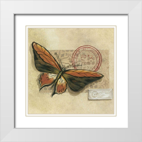 Le Papillon II White Modern Wood Framed Art Print with Double Matting by Cuozzo, Marianne D.