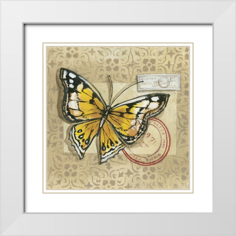 Le Papillon IV White Modern Wood Framed Art Print with Double Matting by Cuozzo, Marianne D.