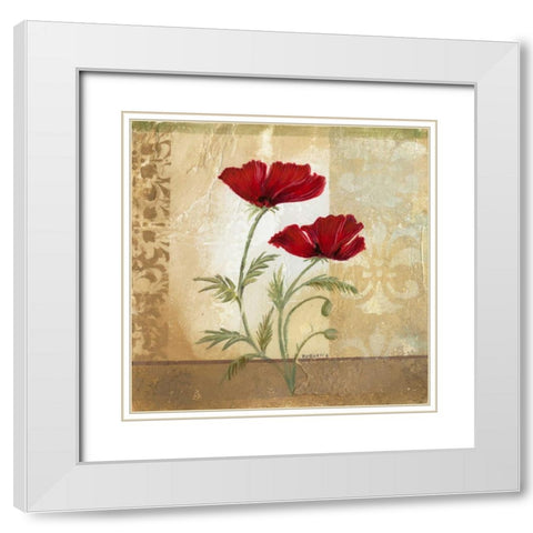 Red Poppies I White Modern Wood Framed Art Print with Double Matting by Cuozzo, Marianne D.