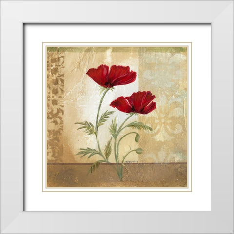 Red Poppies I White Modern Wood Framed Art Print with Double Matting by Cuozzo, Marianne D.