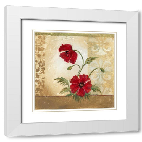 Red Poppies II White Modern Wood Framed Art Print with Double Matting by Cuozzo, Marianne D.