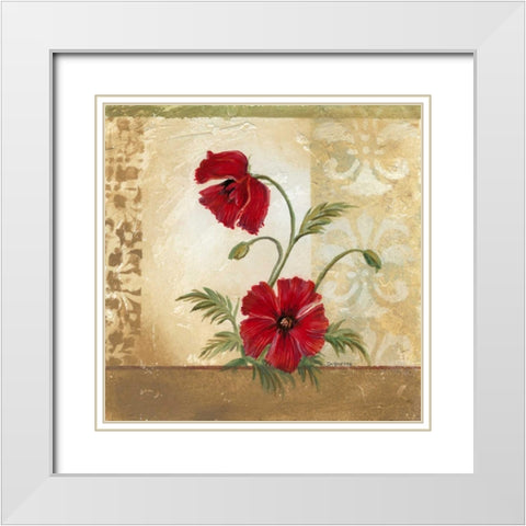 Red Poppies II White Modern Wood Framed Art Print with Double Matting by Cuozzo, Marianne D.