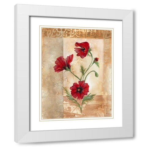 Red Poppies III White Modern Wood Framed Art Print with Double Matting by Cuozzo, Marianne D.