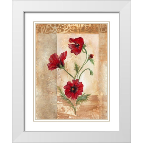 Red Poppies III White Modern Wood Framed Art Print with Double Matting by Cuozzo, Marianne D.