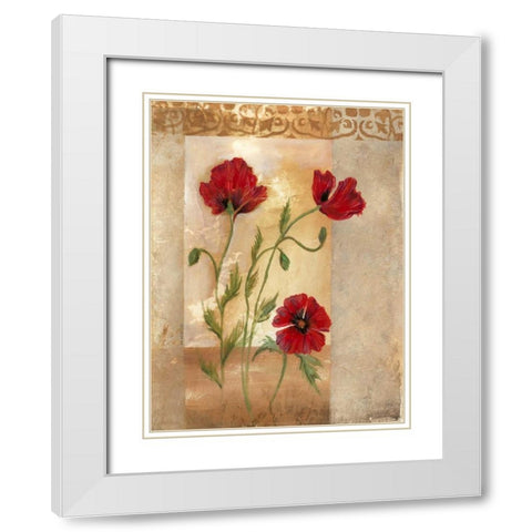 Red Poppies IV White Modern Wood Framed Art Print with Double Matting by Cuozzo, Marianne D.
