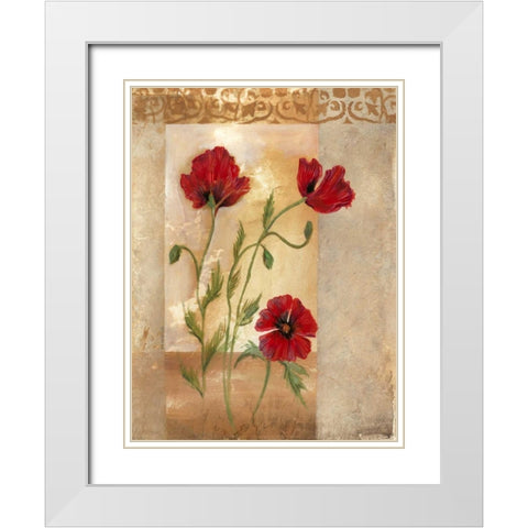 Red Poppies IV White Modern Wood Framed Art Print with Double Matting by Cuozzo, Marianne D.