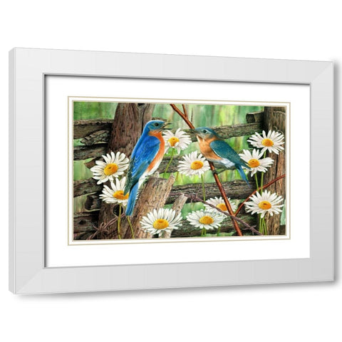 Serenade in Blue White Modern Wood Framed Art Print with Double Matting by Dornish, Al