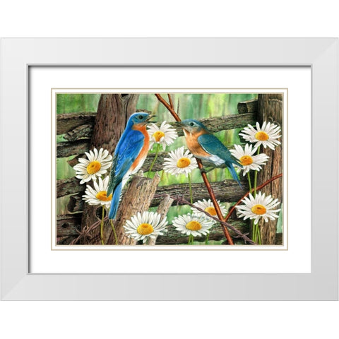 Serenade in Blue White Modern Wood Framed Art Print with Double Matting by Dornish, Al