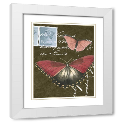 Le Papillon Script II White Modern Wood Framed Art Print with Double Matting by Vision Studio