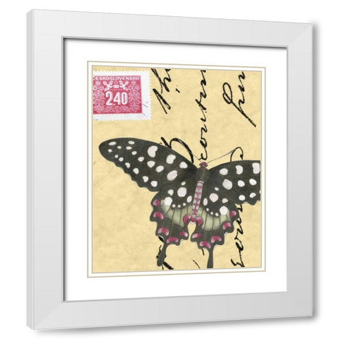 Le Papillon Script IV White Modern Wood Framed Art Print with Double Matting by Vision Studio