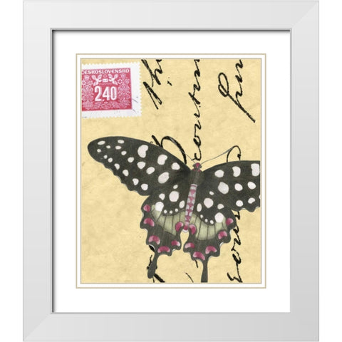 Le Papillon Script IV White Modern Wood Framed Art Print with Double Matting by Vision Studio