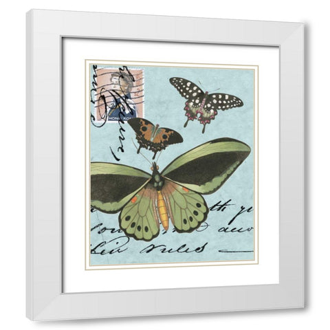 Le Papillon Script VI White Modern Wood Framed Art Print with Double Matting by Vision Studio