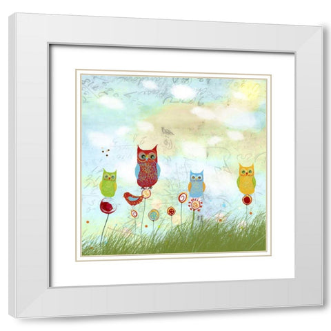 Owl Land White Modern Wood Framed Art Print with Double Matting by Blixt, Ingrid